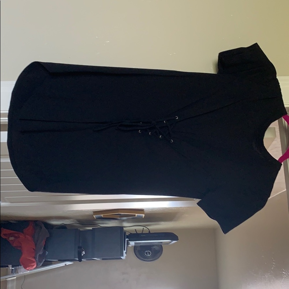 Black front tie t shirt dress